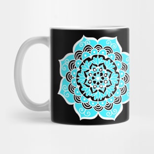 Sky Blue Black and White Mandala Mug